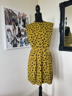 Mango Mustard Yellow Polka Dot Sleeveless Dress